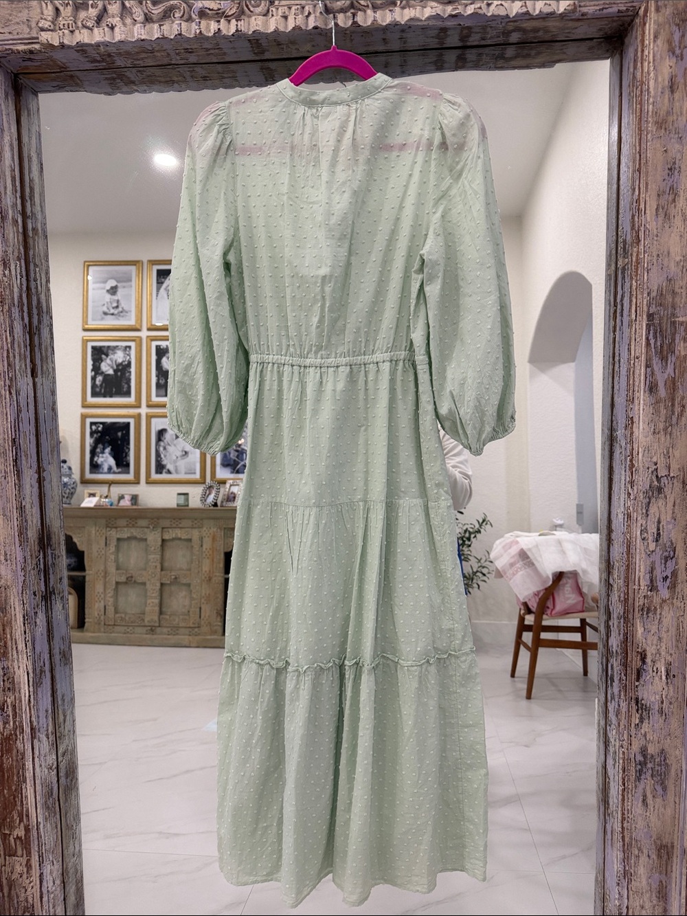 a new day Mint Green Tie-Waist Swiss Dot Tiered Maxi Dress - Picture 7 of 7
